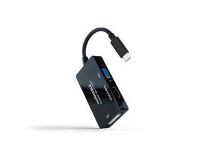 Convertidor - convertidor USB-C a HDMI/DVI/VGA de 20 cm, Color Negro, facilita la conexión de Dispositivos a Pantallas externas de múltiples formatos.* *