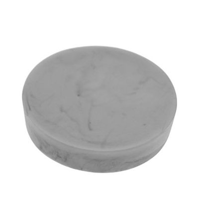 DRW - Portasapone da Bagno Rotondo Acrilico e Finitura Marmo 11,5 x 2,5 cm