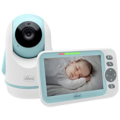 Chicco Baby Monitor Video Evolution, Telecamera Rotante Motorizzata per Neonati e Bambini con Schermo a Colori 5", Portata 220 m, Visione Notturna, Termometro, Suoni Bianchi, Microfono e Altoparlante