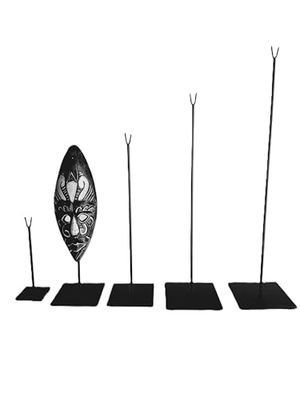 Base per maschera africana in legno, espositore, supporto interamente in metallo, 11 altezze a scelta da 20 a 120 cm, adatto a tutti i tipi di maschere (HAUTEUR 32 CM)
