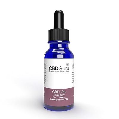 CBD Guru CBD Oil Drops 2000mg 10ml - Mixed Berry Flavour Broad Spectrum CBD 20% for Sleep & Anxiety Support