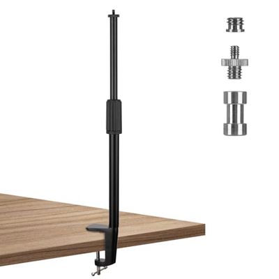 TARION Soporte de luz de Escritorio con Tornillos de 1/4"3/8" para Anillo de luz Montaje en Mesa Soporte de Clip en Forma de L Ajustable 14-25 pulg
