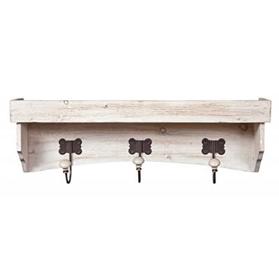Biscottini Perchero de pared de madera de 62 x 22 cm | Perchero de baño con ganchos | Perchero de pared