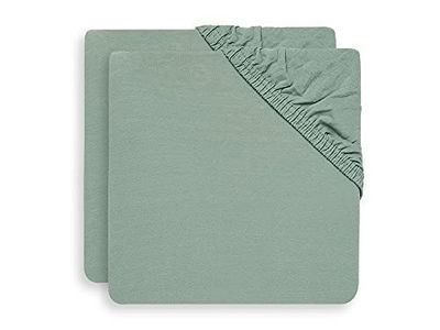 Jollein Drap-Housse pour Matelas Jersey Box 2-Pièces, 95 cm Longueur x 75 cm Largeur, Vert Cendré