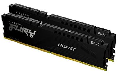 Kingston FURY Beast Noir DDR5 128Go (2x64Go) 5600MT/s CL40 DIMM Mémoire pour PC de Gamer Kit de 2 AMD EXPO et Intel XMP - KF556C40BBK2-128