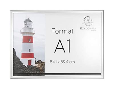 Exacompta - Ref. 8194358D - 1 marco de pared de aluminio - Formato para clasificar A1 - Se puede utilizar horizontal o verticalmente - Tornillos y tacos suministrados -cristal