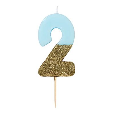 Talking Tables, We Heart Birthdays Glitter Number Candle 2, Blue