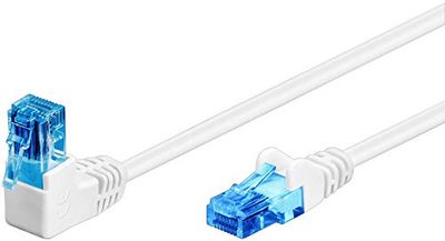 goobay câble patch CAT 6A, connecteur 90 degrés, câble réseau, Ethernet, Playstation, Xbox, câble LAN, DSL, U/UTP, connecteur RJ45, blanc, 10 mètre 51540