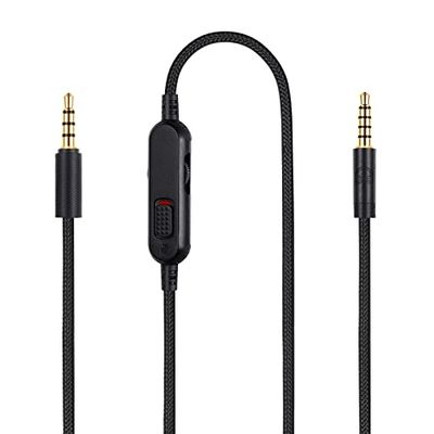 G Pro X-sladd, avtagbar spelheadset-kabelersättning för Logitech G Pro / G433 / G233, 3,5 mm (1/8 tum) nylonflätad tråd med inbyggd ljudbrytare och volymkontroll, 1,8 m lång
