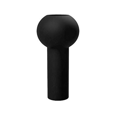 Cooee Design Vaso pilar de cerâmica em cor preta, feito à mão, diâmetro: 12 cm, altura: 24 cm, HI-028-27-BK