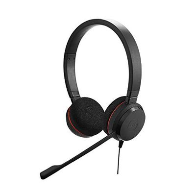 Jabra Evolve 20 UC Stereo Headset – Unified Communications Headphones for VoIP Softphone with Passive Noise Cancellation – USB-Cable with Controller – Black