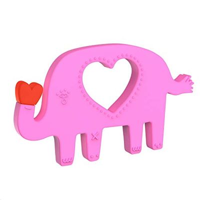 Anneau de Dentition en Silicone, Éléphant en Forme de Jouet Animal de Manhattan, Rose