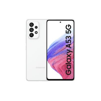 Samsung Galaxy A53 5G Android Smartphone Infinity-O FHD+ Super AMOLED 6,5 inch-scherm, 6 GB RAM en 128 GB uitbreidbaar intern geheugen, batterij 5000 mAh, wit, (Awesome White) [Italiaanse versie].