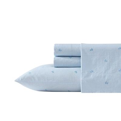 Laura Ashley - Kingsize lakens, katoenen percal beddengoedset, lichtgewicht en ademend woondecoratie (schildpad gingham blauw, kingsize)