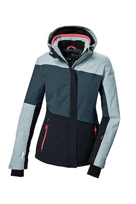 killtec Donna Giacca da sci/giacca funzionale con cappuccio e paraneve con chiusura a cerniera KSW 67 WMN SKI JCKT, hellpetrol, 44, 41961-000