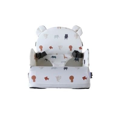 NOUKIE'S - Rehausseur Safari Bébé de 9 mois à 3 ans Chaise Enfant avec Dossier et Coussin- Léger, Pliable et Nomade - Harnais, Sécurité - Imperméable, Déhoussable et Lavable - Max 13 kg - Idéal