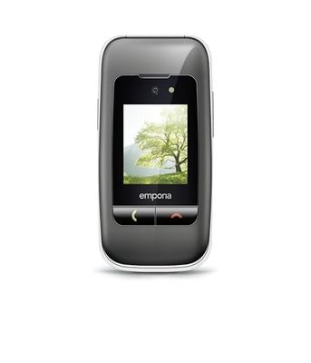 emporia One, seniorentelefoon, klapmobiele telefoon zonder abonnement, mobiele telefoon met noodoproepknop, 2,4 inch display, zilver/zilvergrijs