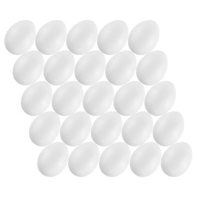 MCE-Commerce A636025-1 Lot de 25 œufs en Plastique pour Bricolage et décoration de Pâques Blanc 6 cm