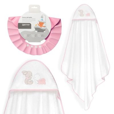Interbaby - Mantello da bagno per bambini + cappello regolabile | Asciugamano con cappuccio 100% cotone, unisex, morbido, asciugatura rapida, ideale per neonati, neonati e bambini piccoli, design orso