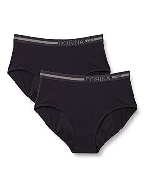 DORINA - Menstruatieslips, set van 2 onderbroeken in hipsterstijl, lekvrij, zachte microvezel, gelamineerd voor lichte tot gemiddelde stroom, milieuvriendelijk alternatief, Zwart, XXL
