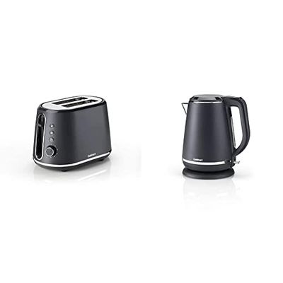 Cuisinart 2 Slice Toaster, 7 Toast Levels, Slate Grey, 1000W, CPT780U & Jug Kettle, 3KW, Slate Grey, Stainless Steel, Matte Finish, 1.5L Capacity, CJK780U
