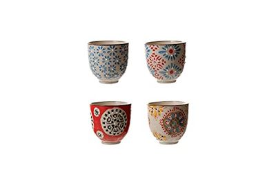 CHEHOMA - Lot de 4 tasses à expresso fabriquées à la main - Collection Bohemian en faïence pour la décoration intérieure