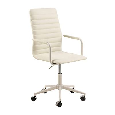 Amazon Basics Bureaustoel van kunstleer (polyurethaan), 58 x 58 x 103 cm, wit