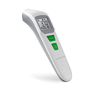 medisana TM 762 digitale voorhoofdthermometer klinische thermometer voor baby's, kinderen en volwassenen met visueel koortsalarm, geheugenfunctie en meting van vloeistoffen