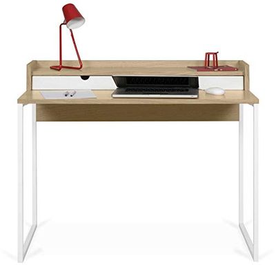 TemaHome Rise bureau, eikenfineer, witte laden en onderstel, L100xB55xH85 cm