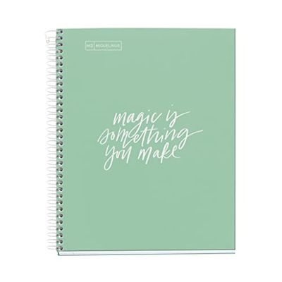 Miquelrius Notitieboek Messages, 1 gekleurde strip, A5, 100 vellen met 7 mm horizontale lijning, papier 90 g, 2 gaten, omslag van hard karton, mintgroen