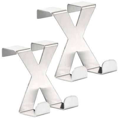RICOO Premium Over Door Hanger, MH031Sx2, Stainless Steel Door Hooks, Durable and Rust-Resistant Over Door Hook for Coats, Towels, and Bags, Space-Saving Design, Easy Install - No Drilling, Silver