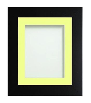 Frame Company Watson Matte Black Picture Photo Frame fitted with Perspex, 6x4 inch with Lemon Bon Bon Mount for image size 5x3 inch