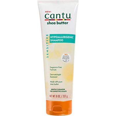 Cantu - Shampooing Hypoallergénique Beurre de Karité - Hydratation Intense - Peaux Sèches et Sensibles - Non Grasse et Sans Parfum - 236 ml