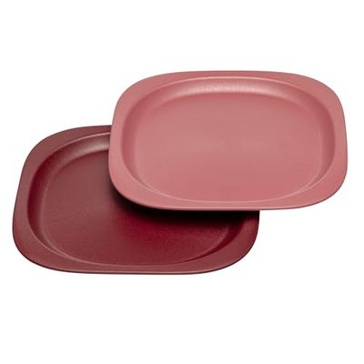 nip Eat Green ekologisk barntallrik: Utan melamin och BPA, lämplig för diskmaskin och mikrovågsugn, 2 stycken, röd