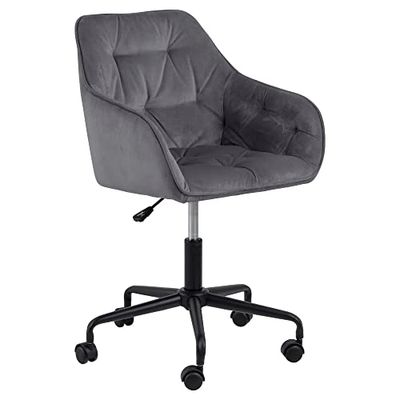 AC Design Furniture Bentley bureaustoel, H: 88,5 x B: 59 x D: 58,5 cm, donkergrijs/zwart, fluweel/metaal, 1 stk.