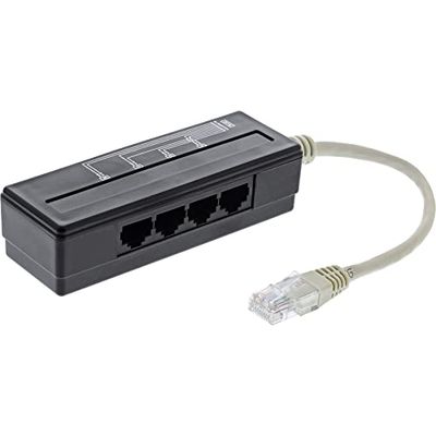 InLine 69995A 4-Way Telephone Port Splitter, RJ45 Plug to 4x RJ45 Socket, 0.15 m