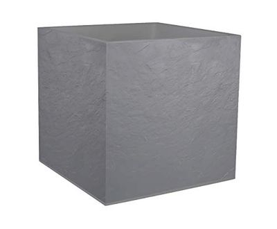 EDA – fyrkantig kruka 50 cm Volcania 57 L – imitation stendekor – dubbelvägg – vattenhållningsområde – 49,5 x 49,5 cm – stengrå