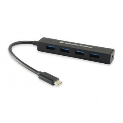 USB Type-C hub, 4 USB 3.1 ports, fast data transfer, ideal for connecting multiple devices and expanding connectivity.