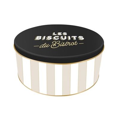 COOK CONCEPT, BT6822, Caja de Metal Bistrot para Caramelos y Galletas, Almacenamiento estético y práctico, protección contra la Humedad y los Insectos, tamaño 22 x 68 cm, Color Negro, Verde, Beige