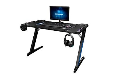 CoolBox DeepMaster II – Mesa Gaming pc con iluminación LED RGB, Color Negro, Medidas 120 x 60 x 74 cm