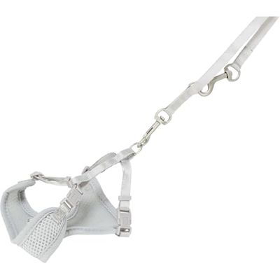 TRIXIE 15560 Junior Puppy-softharnas met riem, S–M: 26–34 cm/10 mm, 2,00 m, lichtgrijs