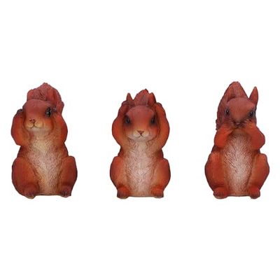 Nemesis Now Trzy mądre wiewiórki 9 cm, żywica, czerwona, trzy mądre czerwone wiewiórki, okultystyczne wiewiórki, zestaw trio, prezent dla wiewiórki, odlewany w najlepszej żywicy, fachowo ręcznie