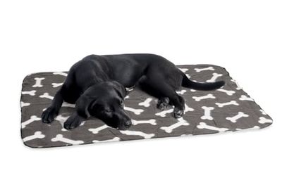Karlie 1030691 Manta de Terciopelo 100 x 70 cm Gris con Estampado de Huesos
