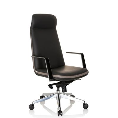 hjh OFFICE Fauteuil de Direction de Luxe Atmos Similicuir Gris/Beige Fauteuil de Bureau Moderne à Haut Dossier