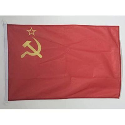 AZ FLAG - Drapeau URSS Spécial Extérieur - 90x60 cm - Pavillon Nautique Communiste - Russie En Maille Bloquée Avec Anneaux Plastiques Intégrés - 80g