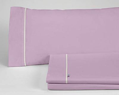 Juego de sábanas color malva - Cama de 150 (3 piezas) - 100% algodón - 144 hilos. Gramage: 115
