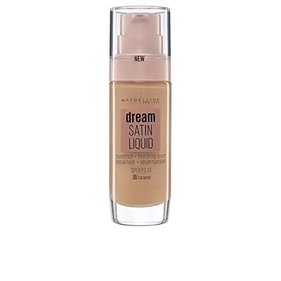 MAYBELLINE Base de maquilhagem hidratante com ácido hialurónico e ólageno, para peles de tom claro, tom 60 caramel, 30 ml (embalagem de 1)