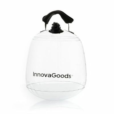 InnovaGoods - Opblaasbare Water Kettlebell 10L, Verstelbaar Gewicht voor Full Body Workout, Inclusief Voetpomp en Oefengids, Duurzaam PVC, Zwart/Transparant