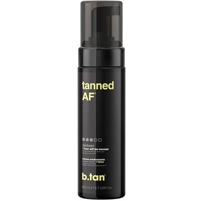 b.tan Espuma autobronzeadora escura | Tanned AF - 1 hora, sem cheiro a bronzeado falso, adequado para veganos, sem crueldade animal, 200 ml