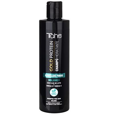 Tahe Gold Protein Shampooing Hydratant Cheveux Fins Volume avec fleur de lotus et oméga 6 et 9 (300 ml)